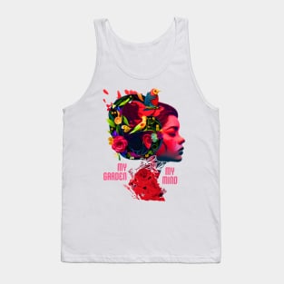 My Garden, My Mind - Floral Girl Head Illustration Tank Top